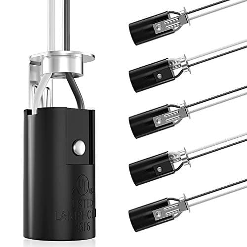 DiCUNO E12 Lamp Holder with 8 Inch Wire Lead, Candelabra Base Light Socket for E12 Incandescent LED Light Bulb, Keyless Phenolic, UL listed (6-Pack)