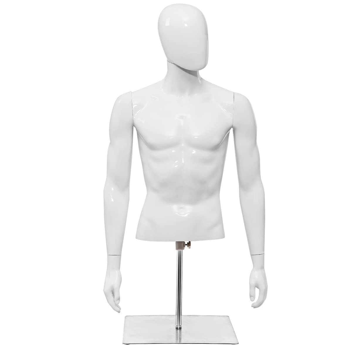 TANGZON Mannequin Torso, Height Adjustable Tailor's Dummy with Rotatable Head, Arms & Heavy Duty Iron Base Stand, Dress Form Display Manikin for Shop Window (Male)