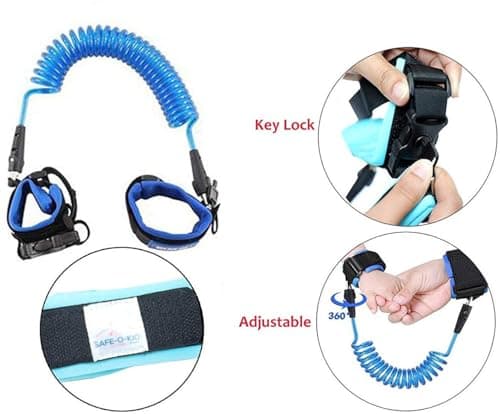 - Safe-O-Kid® Baby Wrist Link with Key - Adjustable Strap Safety Link for Toddler, Anti-Lost Child Wrist Strap for Outdoor & Travel - Assorted
