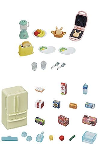 2 Different Sets Bundle - Kitchen and Eating Theme - Breakfast and Refrigerator Sets (Japan Import)