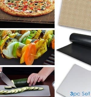Home Solutions Fire Prep Chef - BBQ Mat, Crispy Baking Mat, Flexible Cutting Mat - 3 Piece Set