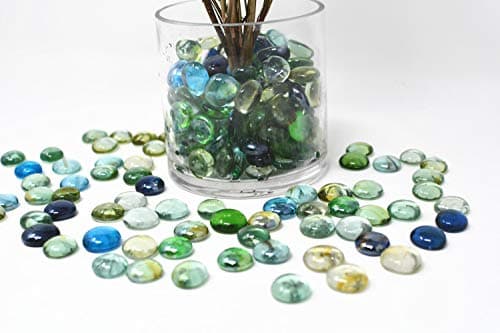 TSY TOOL 3 Lb (Approx 300 Count) 3 Bags Mixed Color Glass Gems Pebbles Stones Flat Marbles for Vase Accents and Crafting