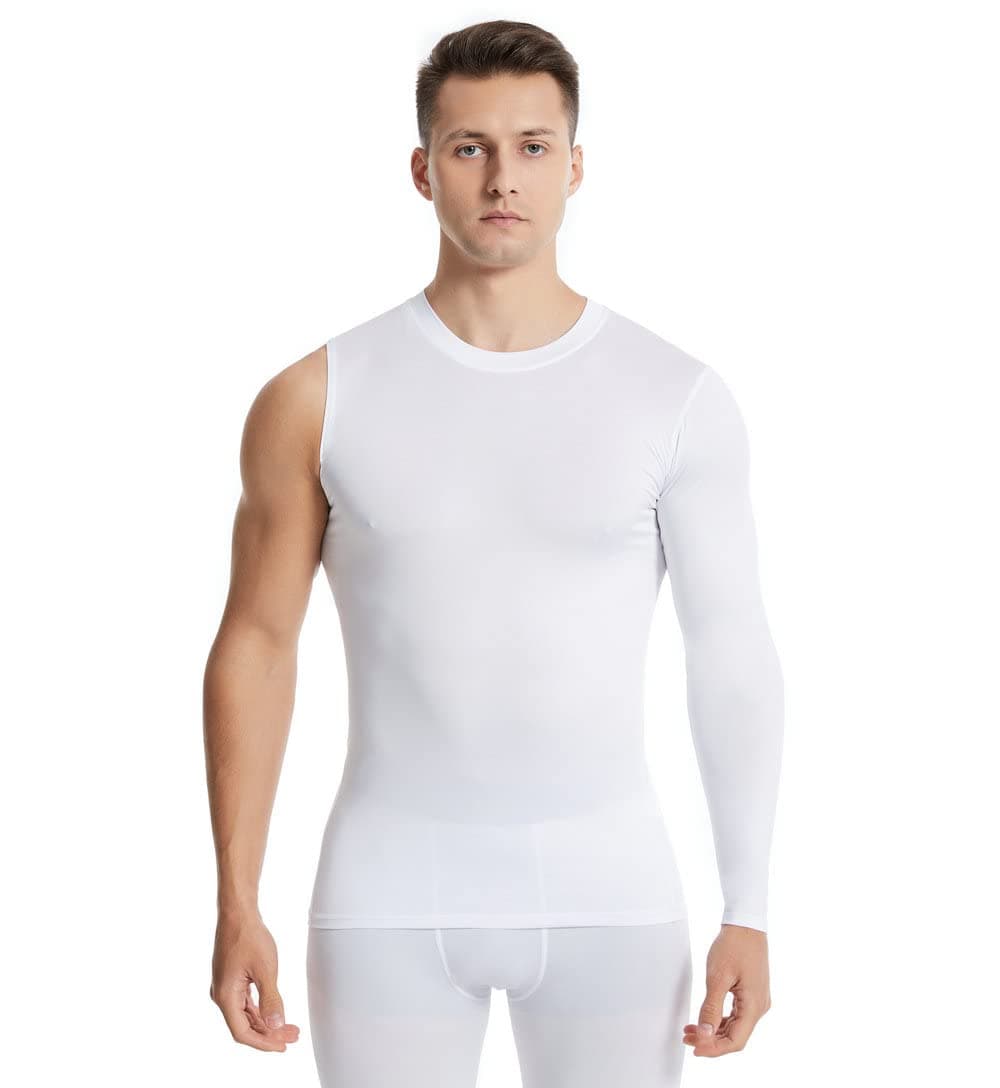 New Compression Shirts for Men 1/2 Single Arm Long Sleeve Athletic Base Layer Undershirt Gear T Shirt for Workout Basketball