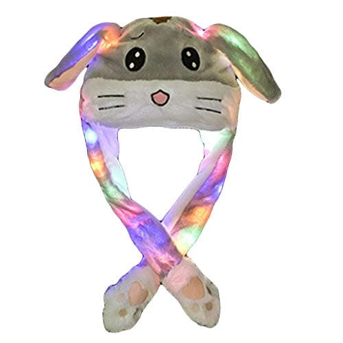 Led Rabbit Hat Ear Moving Jumping Hat Funny Bunny Plush Hat Cap for Women Girls, Cosplay Christmas Party Holiday Hat