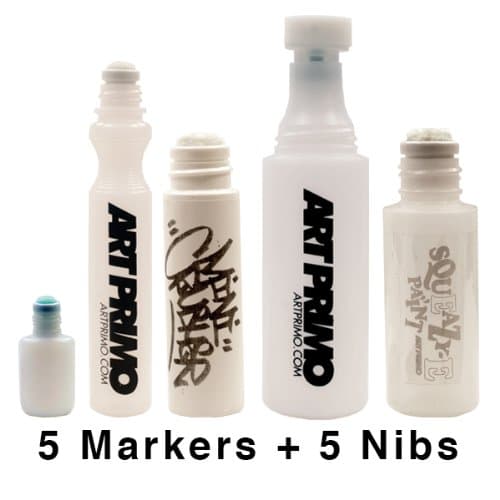 Art Primo Graffiti Mop Pack - 5 Assorted Mop Markers and Nibs