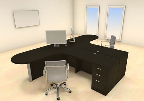 Two Persons Modern Executive Office Workstation Desk Set, CH-AMB-S33 (Black Cherry)