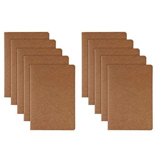 RIANCY Soft Cover Journal Pack, Blank Unlined Notebook, B5 Size, 10 x 7 Inch, Traveler's Journal Inserts Refills, Kraft Brown Cover for Use as Journal, Skechbook, Diary and Planners (Blank 10 Pack B5)