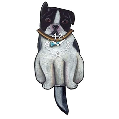 Boston Terrier Dog Wagging Pendulum Clock