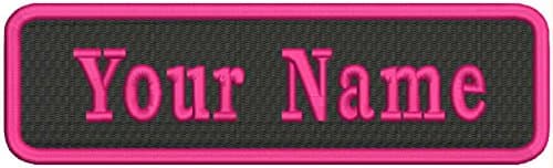 Rectangular 1 Line Custom Embroidered Name Tag Sew on Patch (Hot Pink)