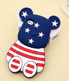 Pl 3d Cartoon Silicon Soft Case Cover for Iphone5 5s 5c Cute Bear (blue)