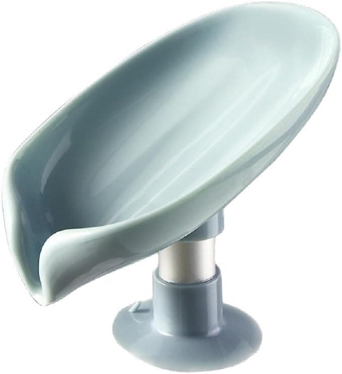 1 PCS Bar Soap Holder, Self Draining Leaf Shape Soap Dishes with Suction Cup Soap Box Suitable for Shower, Bathroom, Kitchen Sink Green