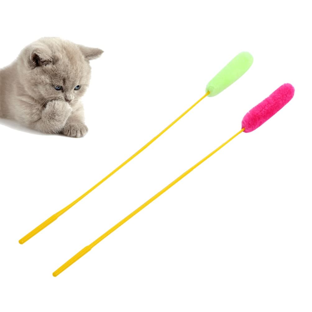 POPETPOP Cat -10pcs Plush String Training Cat Interactive Plush Funny Stick Teaser for Kitten (Random Color)