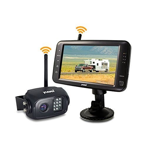 yuwei Wireless Backup Camera System, IP69K Waterproof Wireless Rear View Camera + 5’’ LCD Wireless Reversing Monitor for Trailer, RV, Trucks, Horse-Trailer, School Bus, Farm Machine,etc