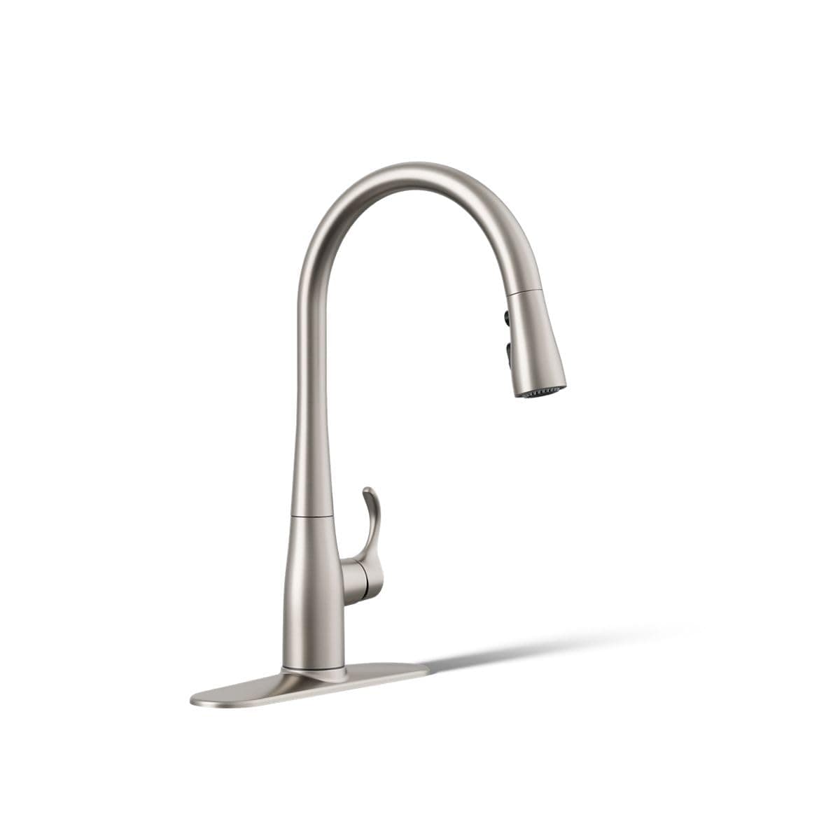 KOHLER 596-VS Simplice Kitchen Sink Faucets with Pull Down Sprayer, 3-Spray Design, Vibrant Stainless Kitchen Faucets, High Arch