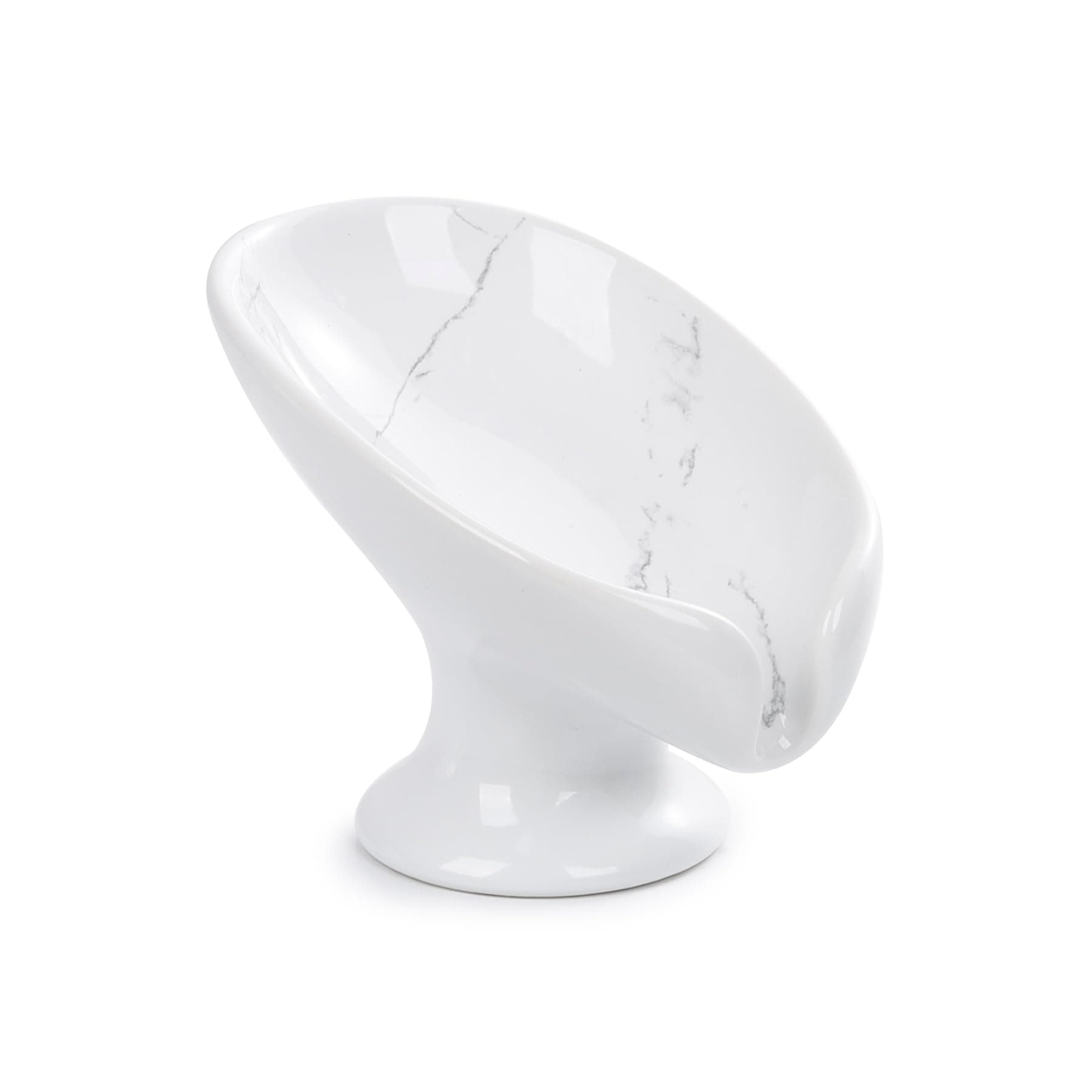 Small Soap Dish, Self Draining Bar Soap Holder for Bathroom Sink, Leaf Shaped Drainage Ceramic with Marble-Pattern Finish, Decorative Soap Dish, No Suction Cup, ANTIS'S HOME