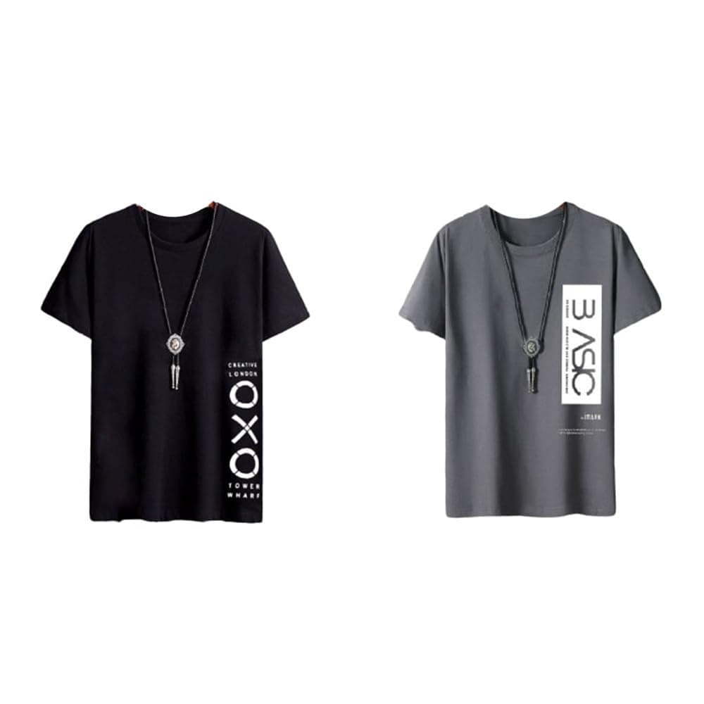 MB MOZZBY LIFESTYLE Men's Regular Fit Solid Printed Pure Cotton Full Sleeve Tshirt (Dark Blue) (Pack of 2) (MZ Combo 003 + B.Trendiana Full)