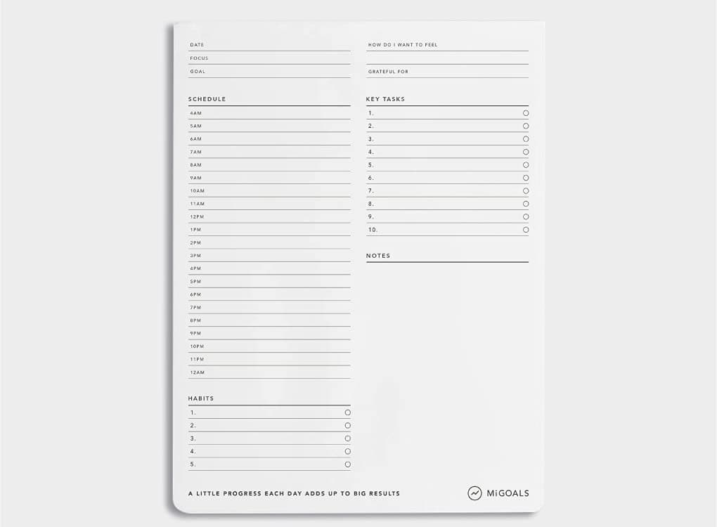MiGoals Productivity Pad - Time Block