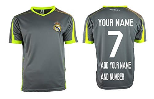 Real Madrid Soccer Training Jersey Performance Customized Any Name (XL, Grey)