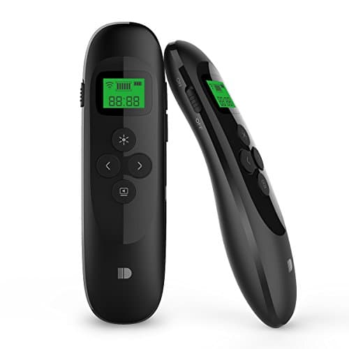 Presentation Remote, Rechargeable Wireless Presenter with LCD Display, 2.4GHz Wireless Clicker Powerpoint PPT Pointer Slider Changer Remote Control