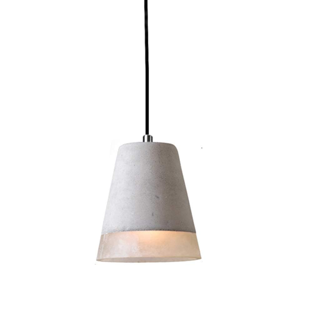 Grey Concrete Creative Pendant Light, E26 Cement Hanging lamp with White Resin Light Fixture for Living Room Kitchen Island 19x20cm-B
