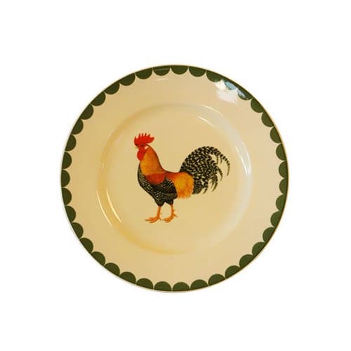 Fairmont and Main High fired Earthenware Cockerel Dessert Plates, Set of 4, Cream with Cockerel