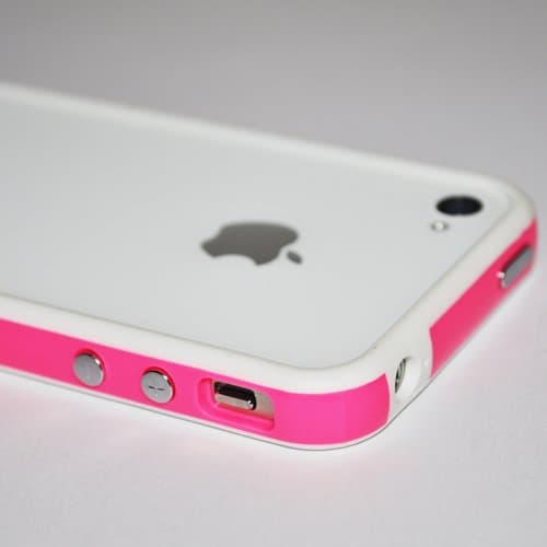 White Hot Pink Open Back Bumper Case Cover for Apple Iphone 4 4s