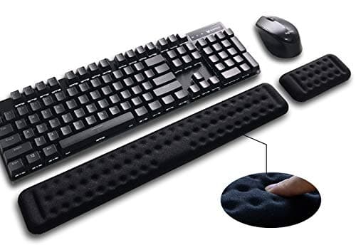 Mountain Victor Keyboard Wrist Rest & Mouse Wrist Support Set - 17.3 Inch Memory Foam Gaming Wrist Cushion for Office, Computer, Laptop & Mac Typing - Ergonomic Wrist Pad for RSI & Carpal Tunnel Black