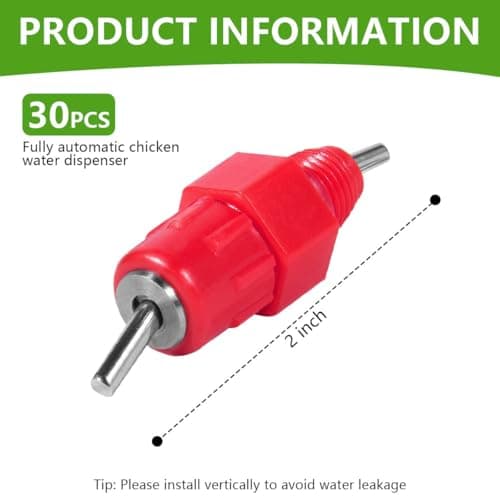 Ihoolee Chicken Waterer, 30 Pack Automatic Chicken Water Nipple Drinker Feeders Poultry Hen Duck Screw Style