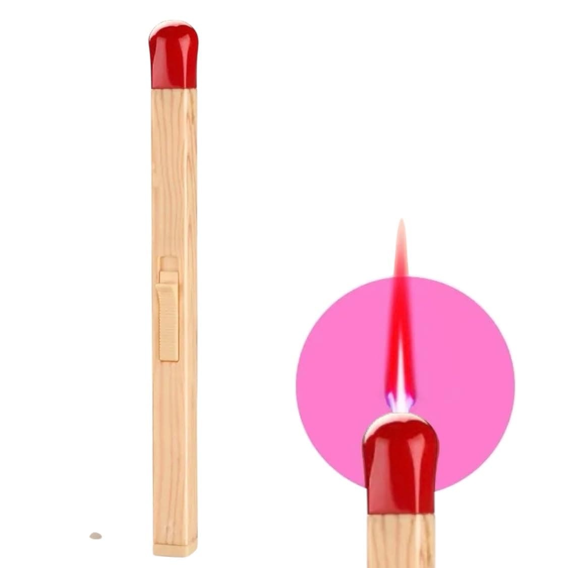 NIVEK Giant Match Stick Shaped Multipurpose Butane Refillable Lighter, Matchstick Novelty Lighter, Wood Color, Fun Cool Lighters (Wood Color)
