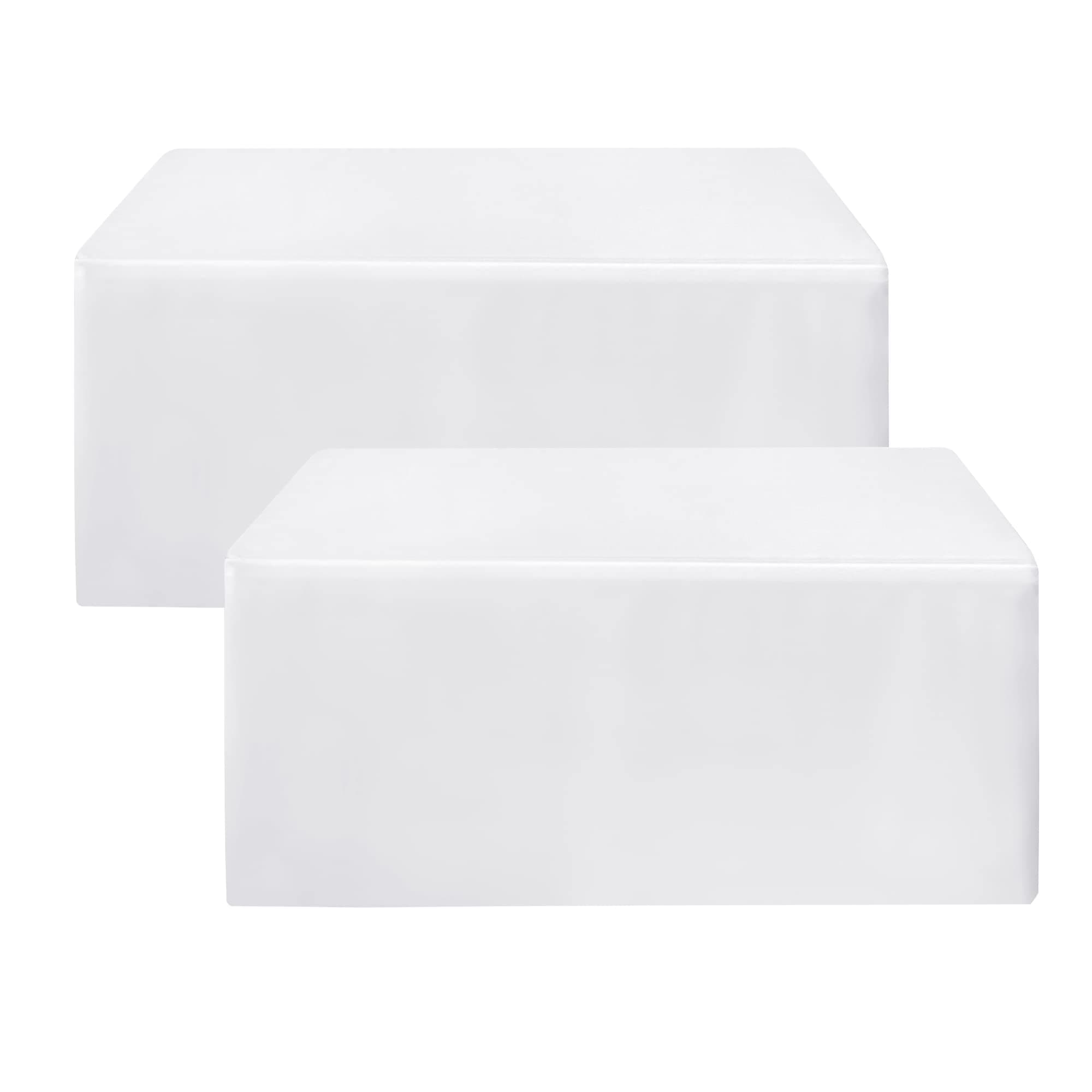 HolidayIdeas Fitted White Tableclothes - 72 x 30 Inch - 2 Pack Rectangle Table Covers for 6 Foot Tables, Polyester Fabric Tablecloths for Christmas, Parties, Wedding, Trade Show