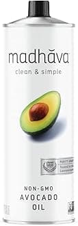 Madhava Organic Avocado Oil, 100% Pure, Single Source, 1L Tin, 33.8 Fl Oz