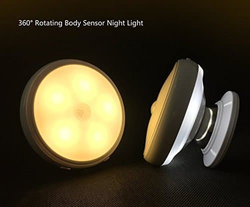 Rotating Body Motion Sensor Night Light USB Rechargable LED Light Wall light Warm Yellow Light 1 PCS