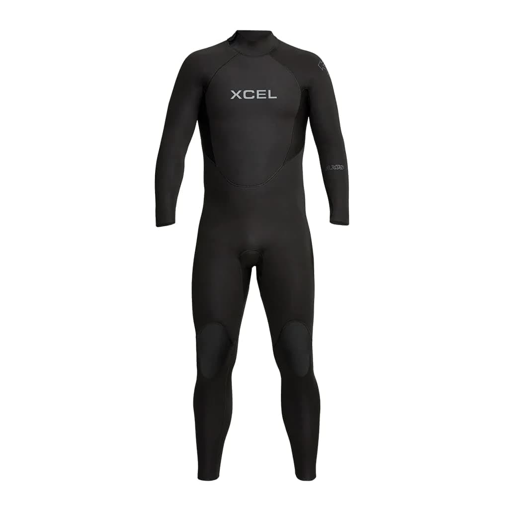 XCELMens Axis 3/2mm Back Zip Wetsuit - Black - Easy Stretch - New Plush Thermo LITE Infrared Chest - Japanese Limestone -