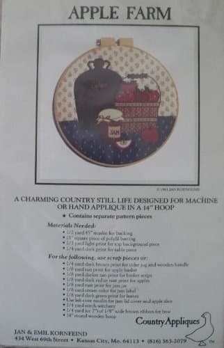 Apple Farm - 14" Hoop Applique or Machine Stitched Pattern by Jan and Emil Korfeind