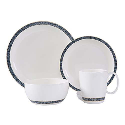 WhitePeony Alaska 16-Piece Classic Durable Bone China Dinnerware Set, Elegant, Service for 4