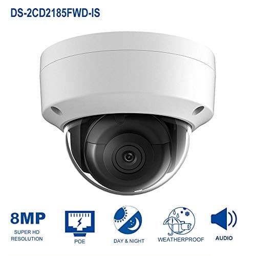 Hikvision 8 MP Dome Camera, DS-2CD2185FWD-I 4mm Fixed Lens, IP PoE Network Camera,H.265+ English Retail Version Home Security Surveillance Camera