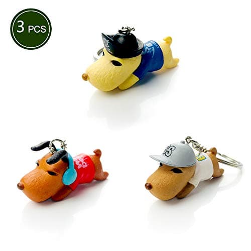 3PCS Mini Cute Dog Keychain for Man Strap 3D Key Ring Animal Puppy Pendant Novelty School -Pack of 3