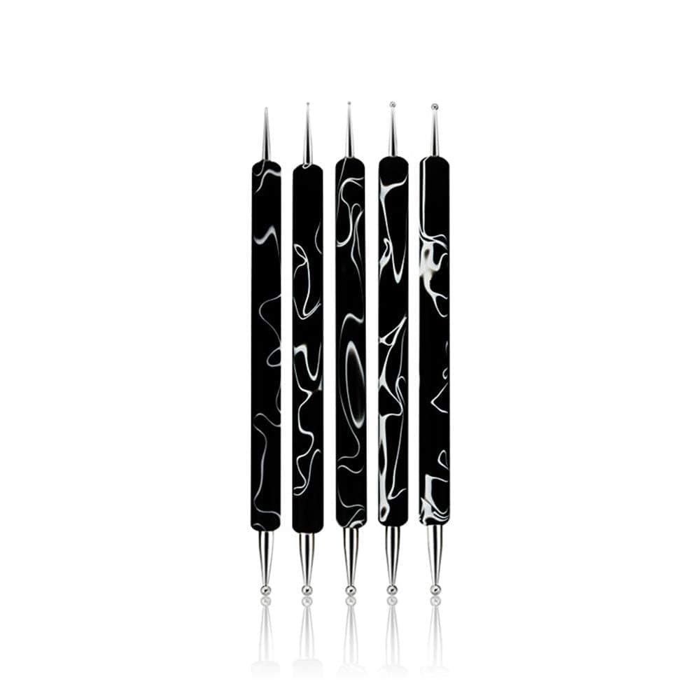 5Pcs Dotting Tools Nail Art Double-Ended Nail Dotting Tool Embossing Stylus Manicure Tools Nail Design, Painting, Sculpting & DIY Decorations Nail Art Tool (Black)