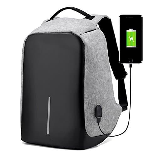 Ali yee Anti-theft backpack USB port backpack Laptop Backpack (gray)