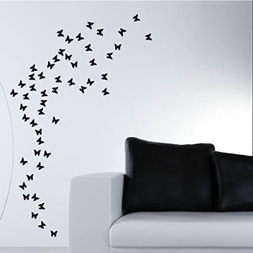 DecoMatters 63 Butterfly Wall Stickers, Black