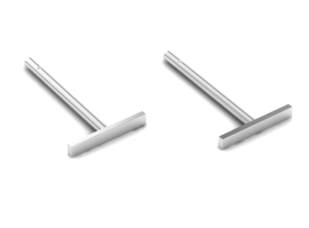 Tiny Gold Bar Earrings 14K White Gold Line Studs