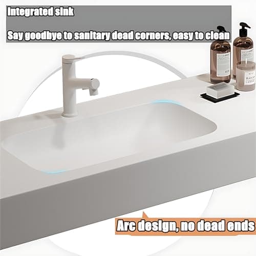 ZGNBSD Double Sink Bathroom Vanity - Solid Wood Bathroom Vanity with Smart Defog Mirror & Light, Floating Double Sink Cabinet with Abundant Storage Space (52IN)