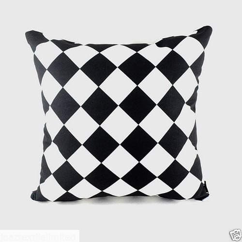 GMTEXTILES100% Cotton Black & White Square Pattern Cushion Covers 18" x 18" Single OR Sets (Single Unit (One Piece))