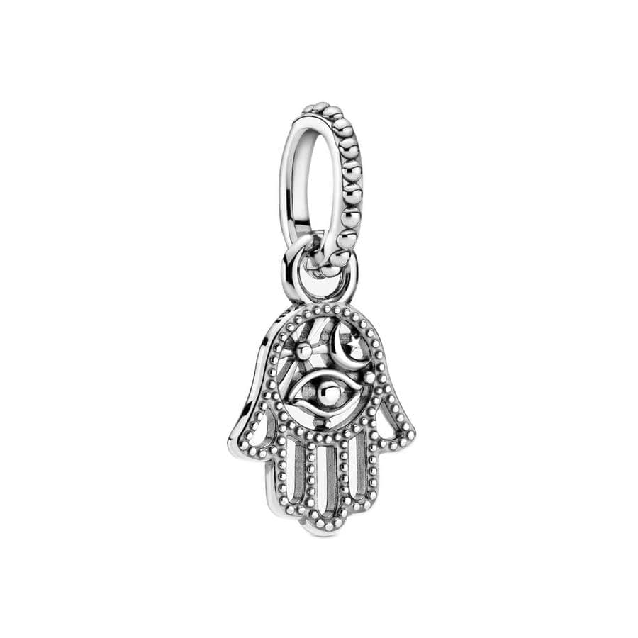 Protective Hamsa Hand Dangle Charm - Compatible Moments - Gift for Her - Made with Sterling Silver - with Gift Box
