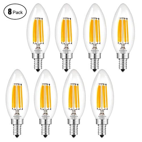 SUNMEG Candelabra Light Bulb Dimmable, 60W Equivalent LED Bulb, B11 6W 2700K Warm White 600 Lumen, E12 Base Chandelier Bulb, Decorative Candle Light Bulb, Pack of 8