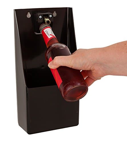 Beaumont Plastic TM Pub Bar Stand-Up/Wall Mounted Bottle Opener and Catcher, Black, 30cm x 15.2cm x 8.6cm