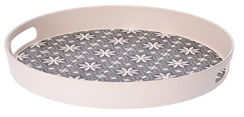 Large 35cm Bamboo Serving Tray with Handles Tea Tray Deep Tray Mosaic (Snowflake)