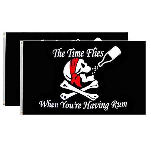 2 Pack Pirate Flag "The Time Flies" Jack Rackham Skull and Crossbones Jolly Roger 3 by 5 FT Polyester Flag Banner