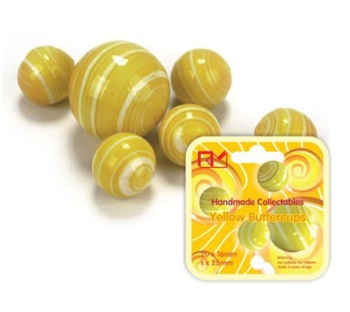 King Marbles Yellow Buttercups Handmade Marbles