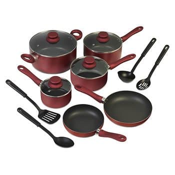14-Pc. Cookware Set - Red. (pack of 6) A1
